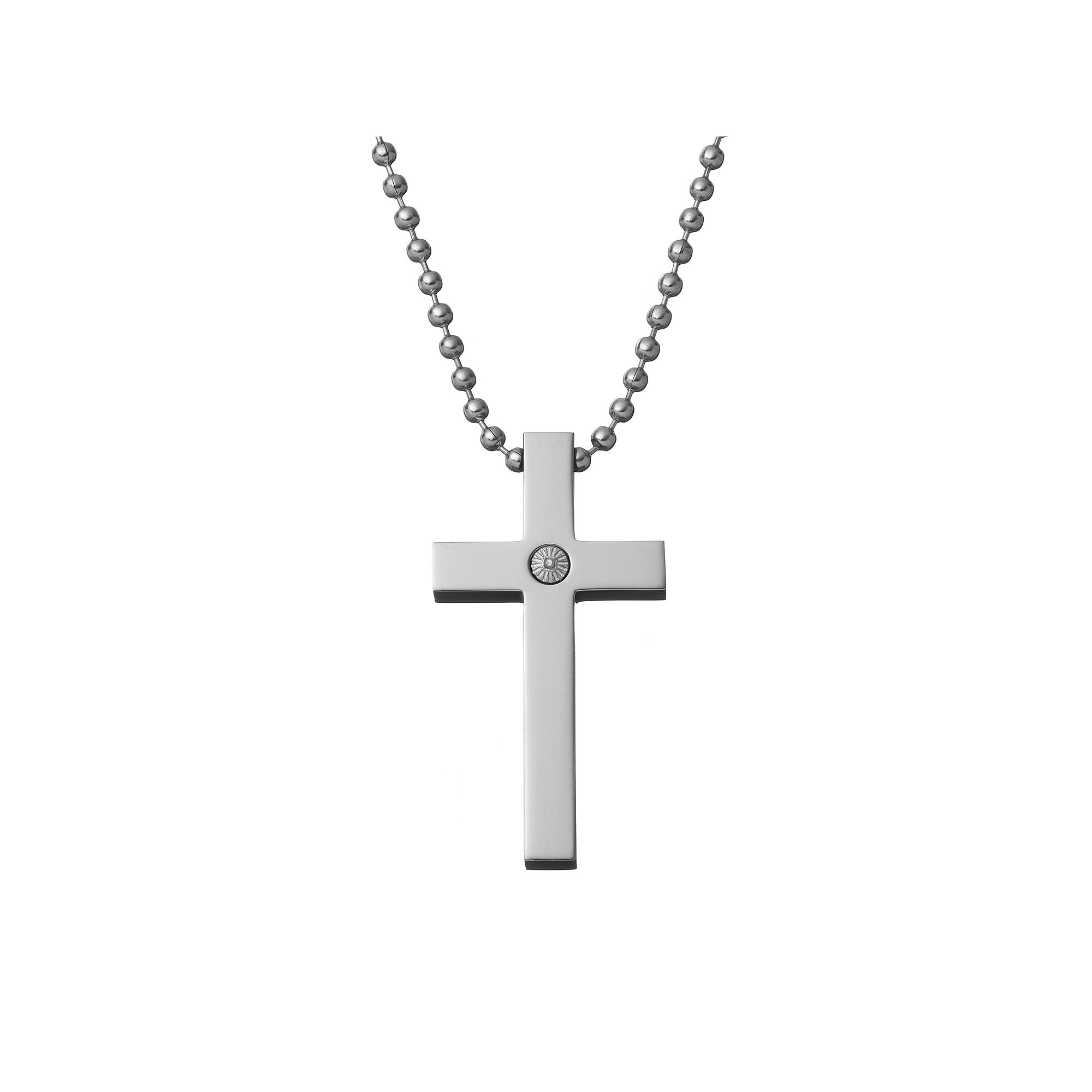 Diamond Accent Titanium Cross Pendant Necklace - Men, Mens, Size: 24, W