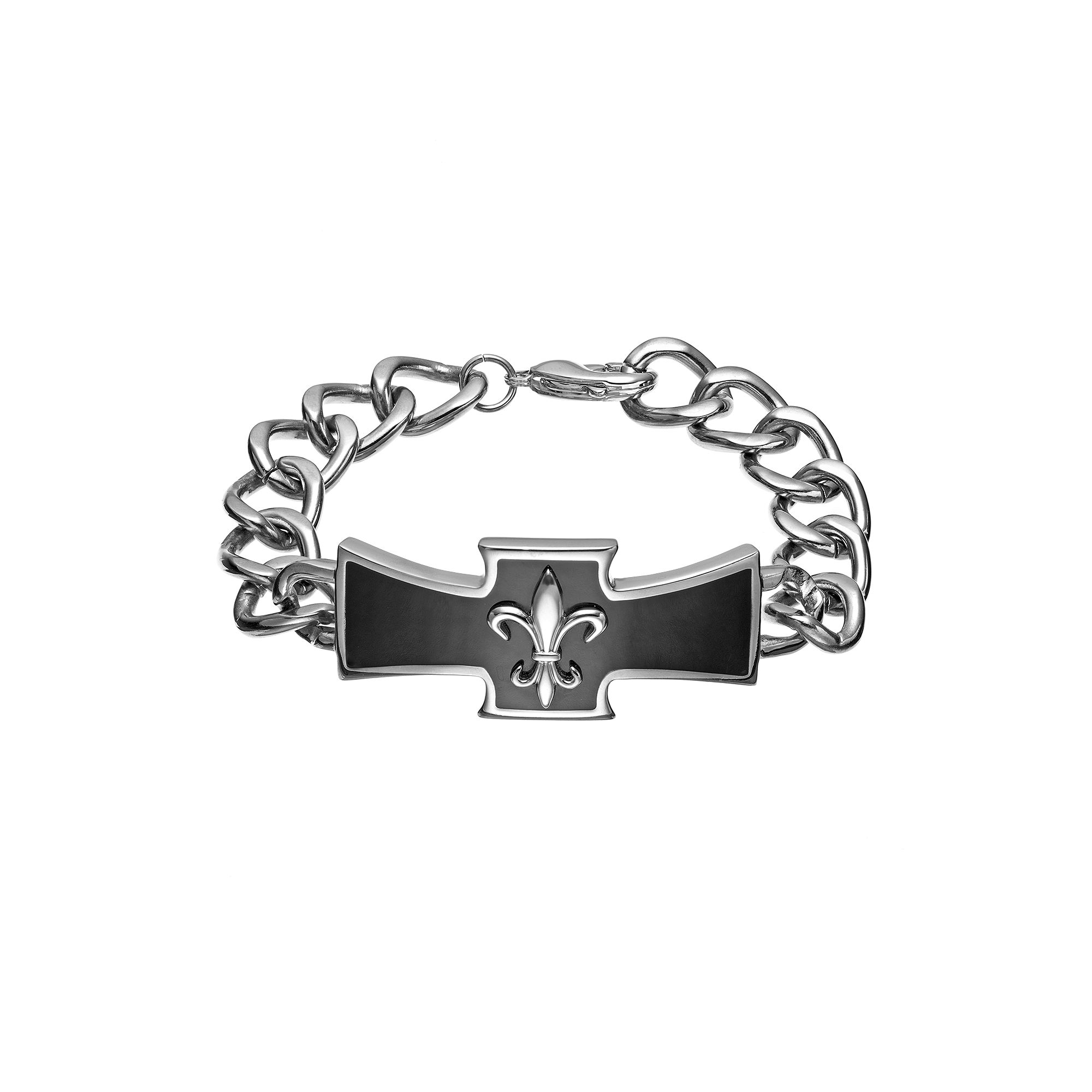 Titanium Cross Link Bracelet - Men, Mens, Size: 8.5, Black