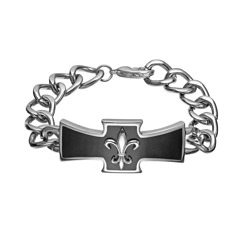 Titanium Cross Link Bracelet - Men, Mens, Size: 8.5, Black