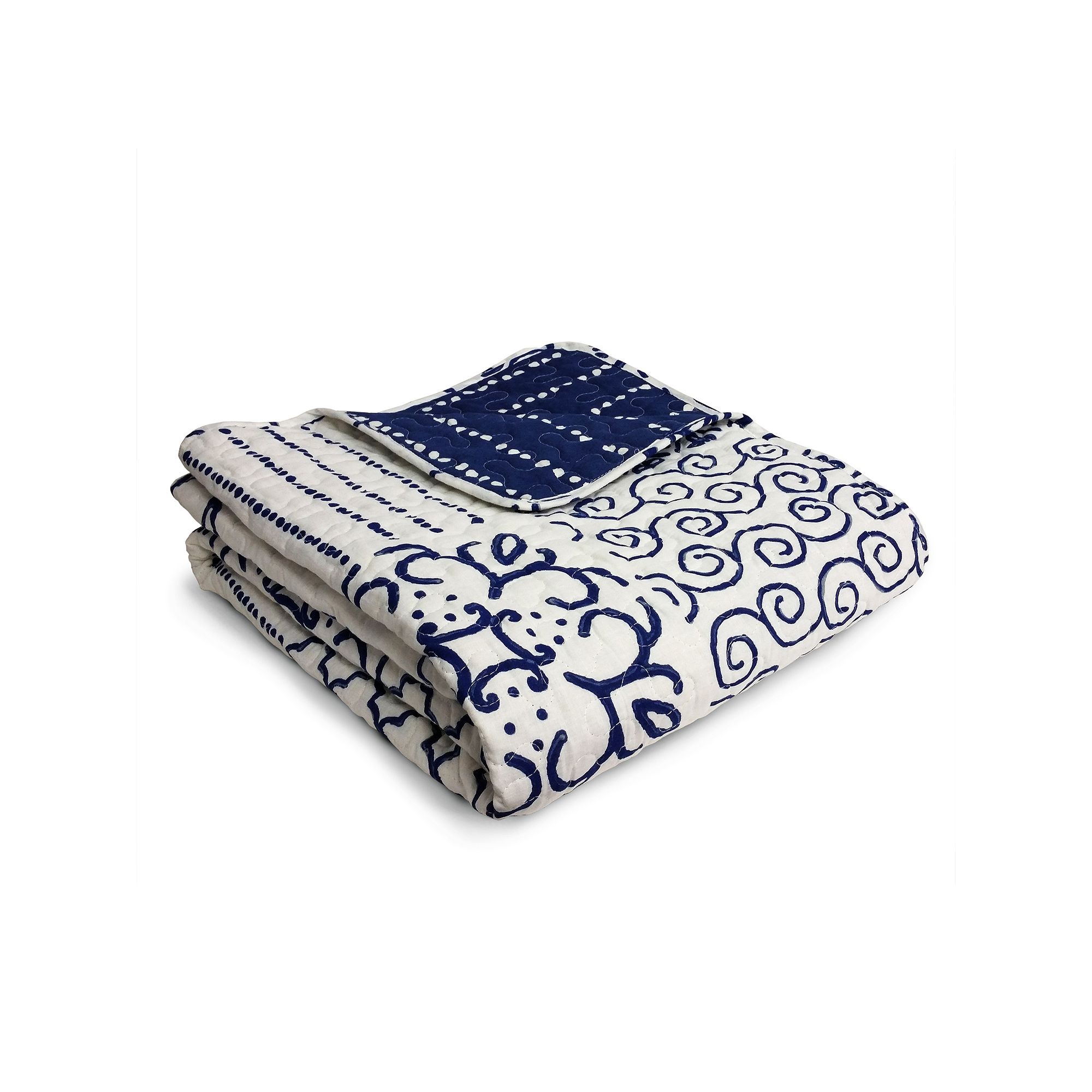 Lush Decor Monique Reversible Quilted Throw, Blue