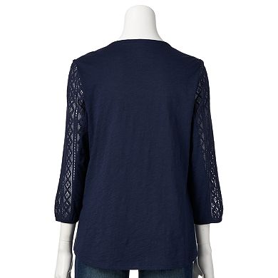 Sonoma Goods For Life® Crochet Slubbed Top - Women's