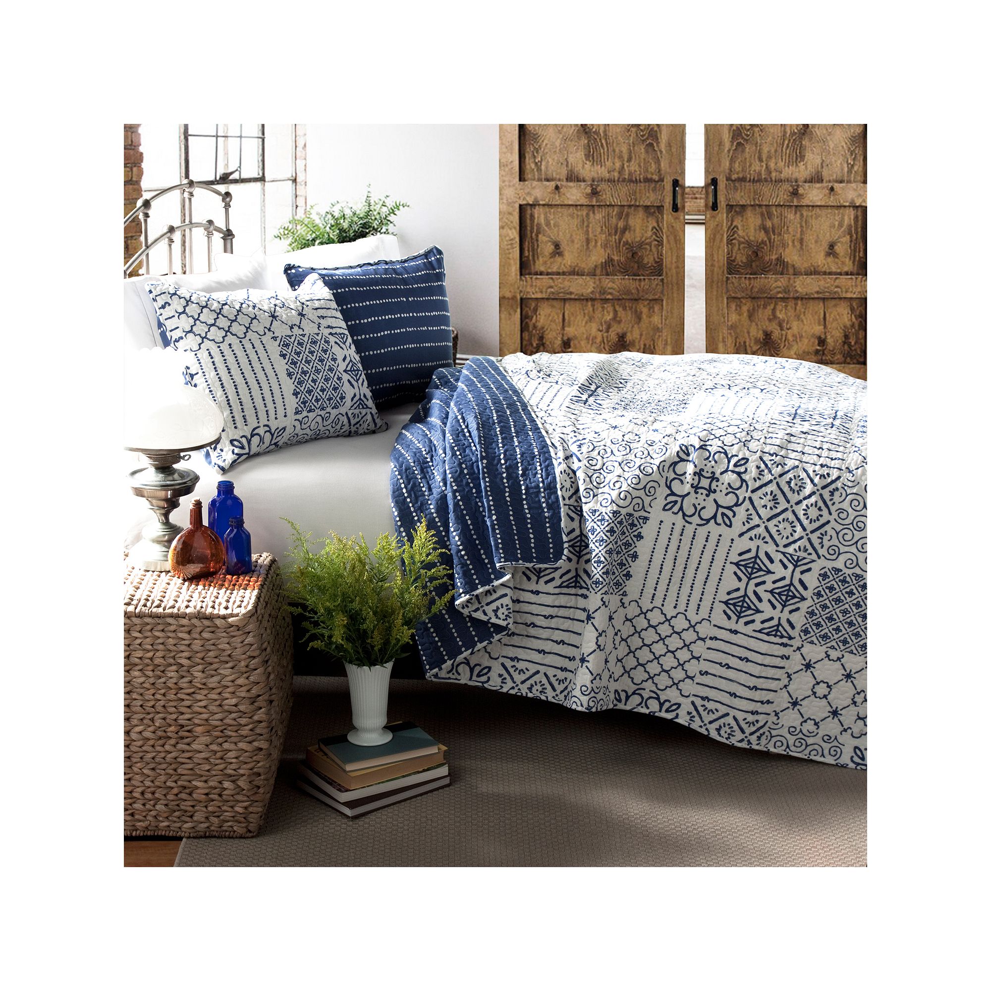 Lush Decor Monique Quilt Set, Blue
