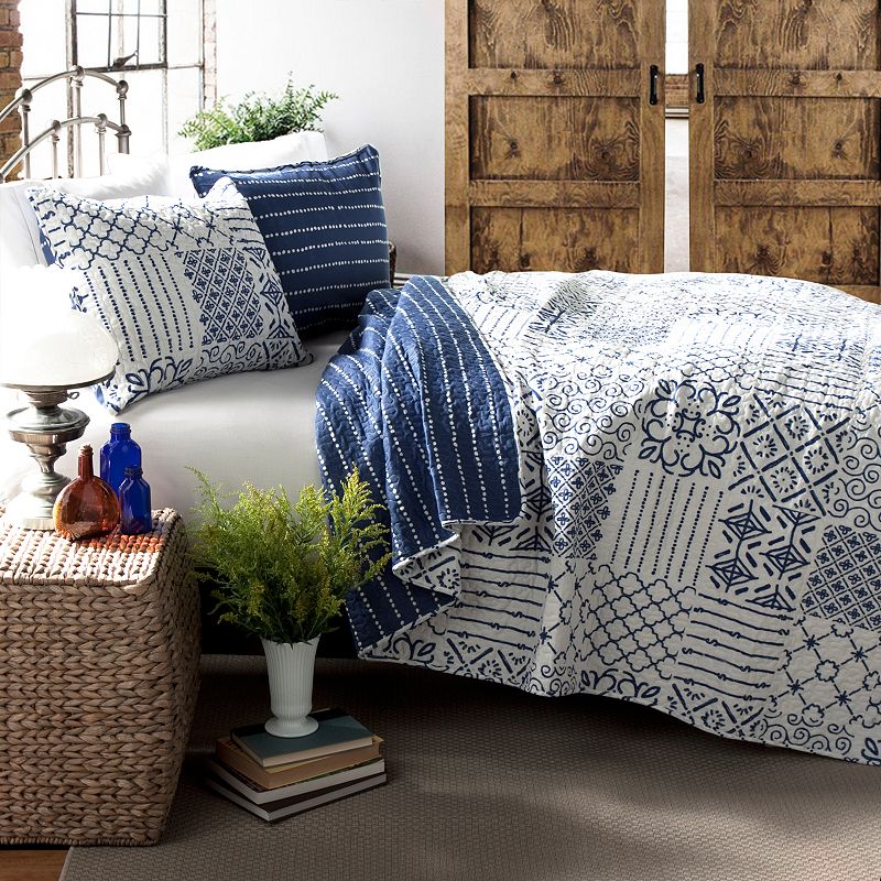 Lush Decor Monique Quilt Set, Blue, King