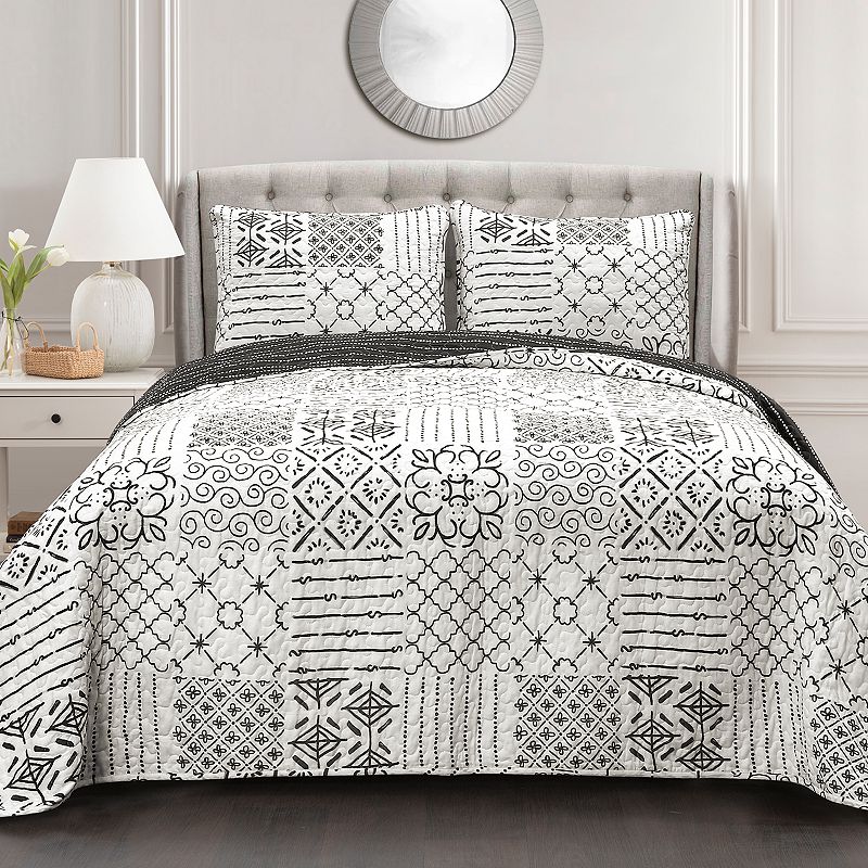 Lush Decor Monique Quilt Set, Grey, Full/Queen