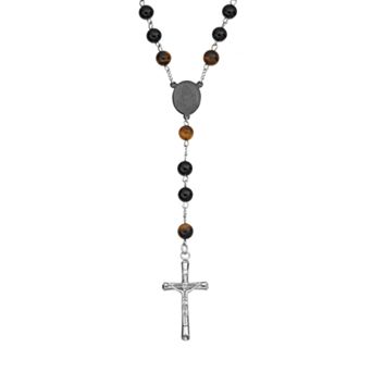 Gold LLC Tiger's Eye Stainless Steel Rosary - Men