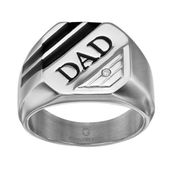 Men's Stainless Steel Dad Ring Size 10