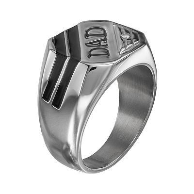 Diamond Accent Stainless Steel Dad Ring
