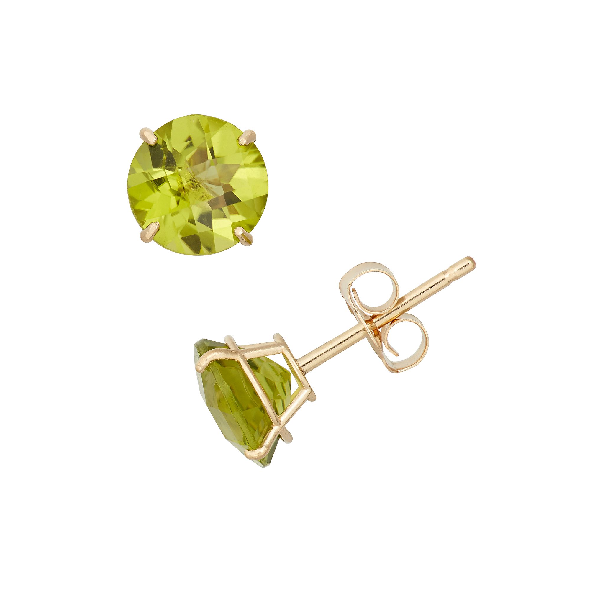 Peridot 10k Gold Stud Earrings, Womens, Green