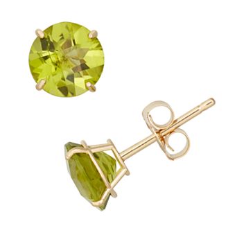 Peridot 10k Gold Stud Earrings