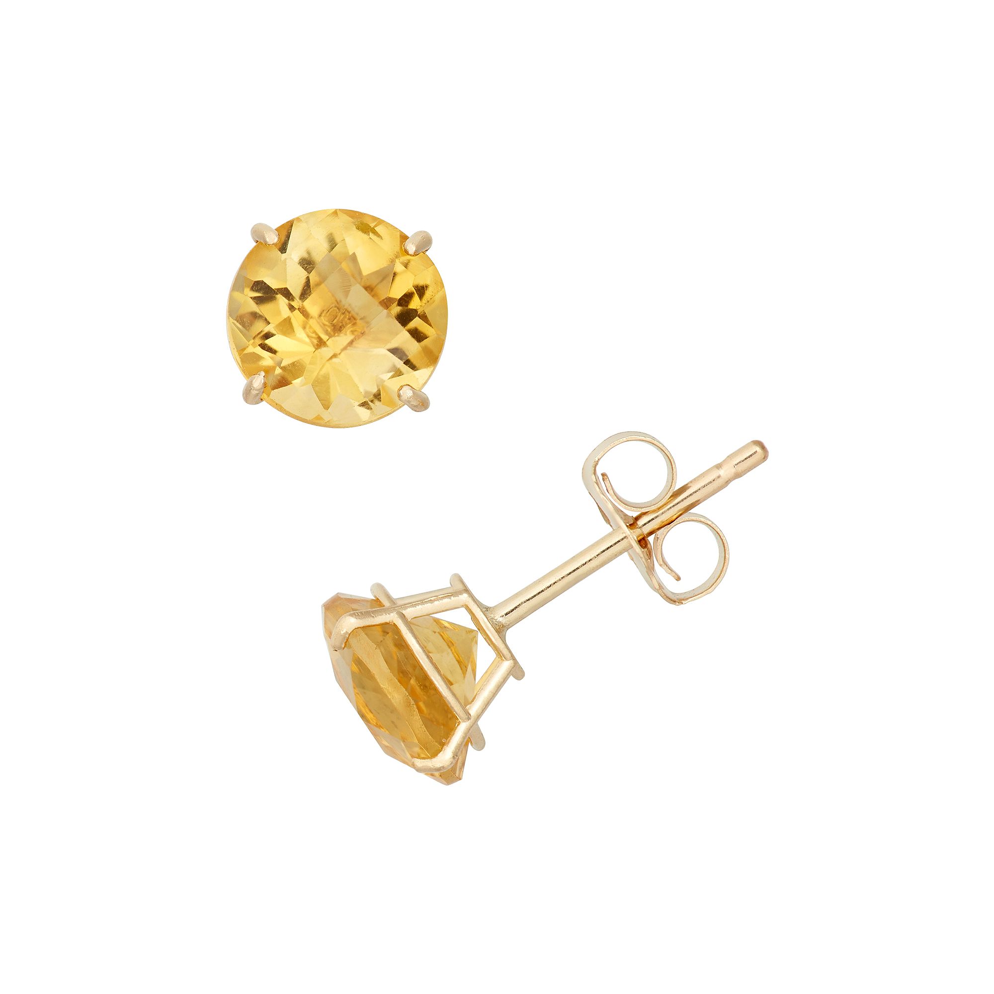 Citrine 10k Gold Stud Earrings, Womens, Orange