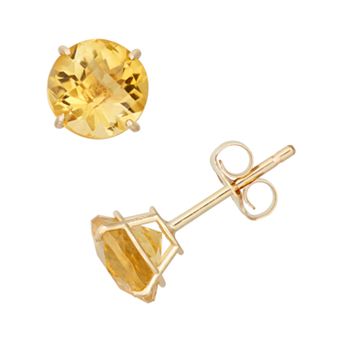 Citrine 10k Gold Stud Earrings