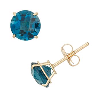 Designs by Gioelli London Blue Topaz 10k Gold Stud Earrings