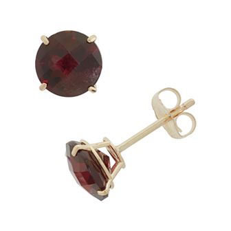 Garnet 10k Gold Stud Earrings