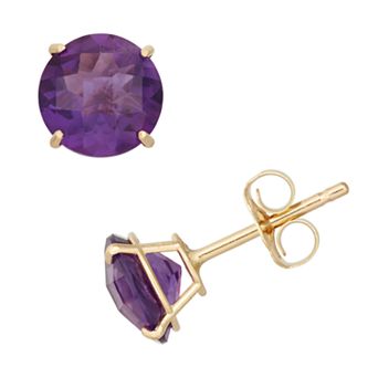 Amethyst 10k Gold Stud Earrings