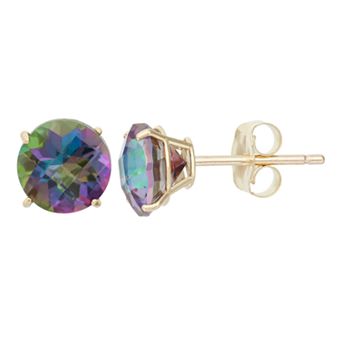 Mystic Topaz 10k Gold Stud Earrings