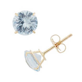 Lab-Created Aquamarine 10k Gold Stud Earrings