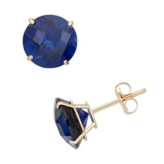 Lab-Created Sapphire 10k Gold Stud Earrings