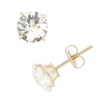 Lab-Created White Sapphire 10k Gold Stud Earrings