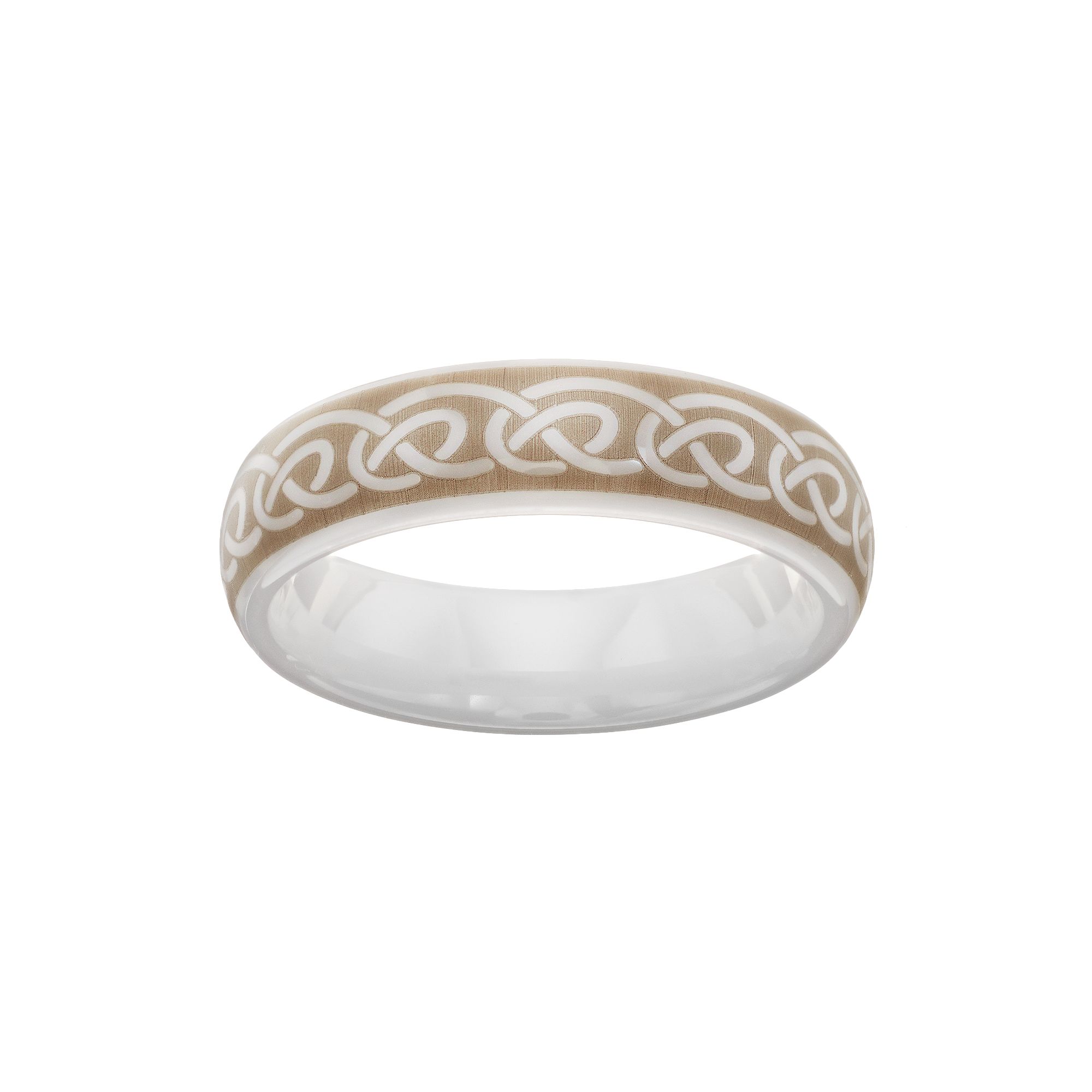 White Ceramic Infinity Band - Men, Mens, Size: 5