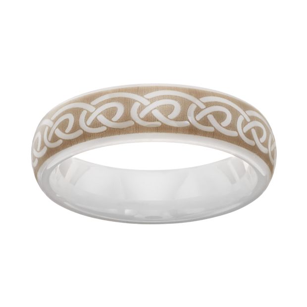 White Ceramic Infinity Band Men