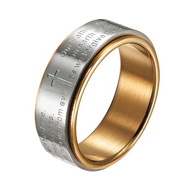 Two Tone Stainless Steel '' The Lord's Prayer'' Spinner Band - Men