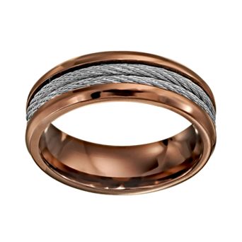 Gold LLC Two Tone Stainless Steel Cable Band - Men