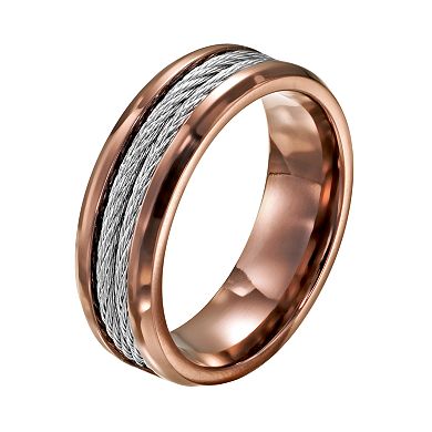 Two Tone Stainless Steel Cable Band - Men