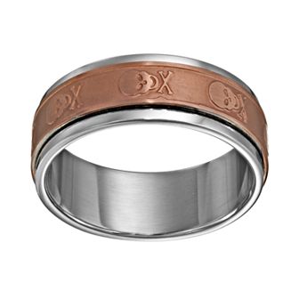 Gold LLC Two Tone Stainless Steel Skull Spinner Band - Men