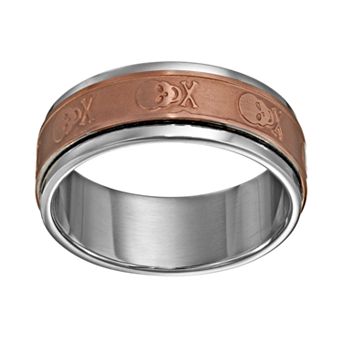 Gold LLC Two Tone Stainless Steel Skull Spinner Band - Men