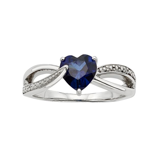 Buy Blue Sapphire Heart Sterling Silver Statement Ring