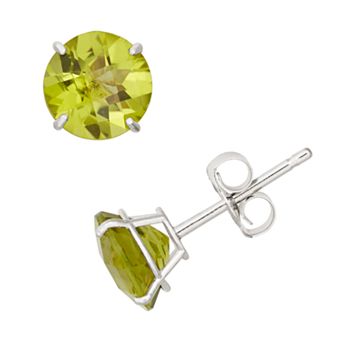 Peridot 10k White Gold Stud Earrings