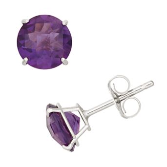 Amethyst 10k White Gold Stud Earrings