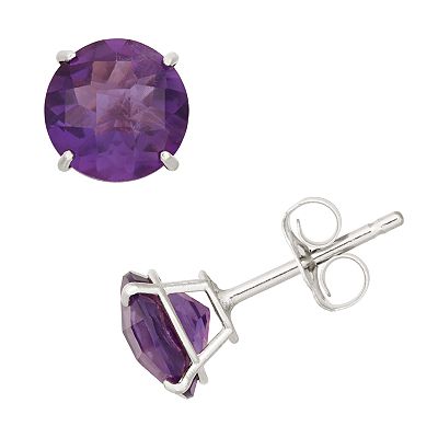 10K fashion Gold Amethyst Stud Earrings