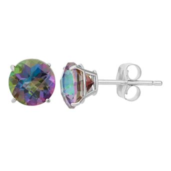 Mystic Topaz 10k White Gold Stud Earrings
