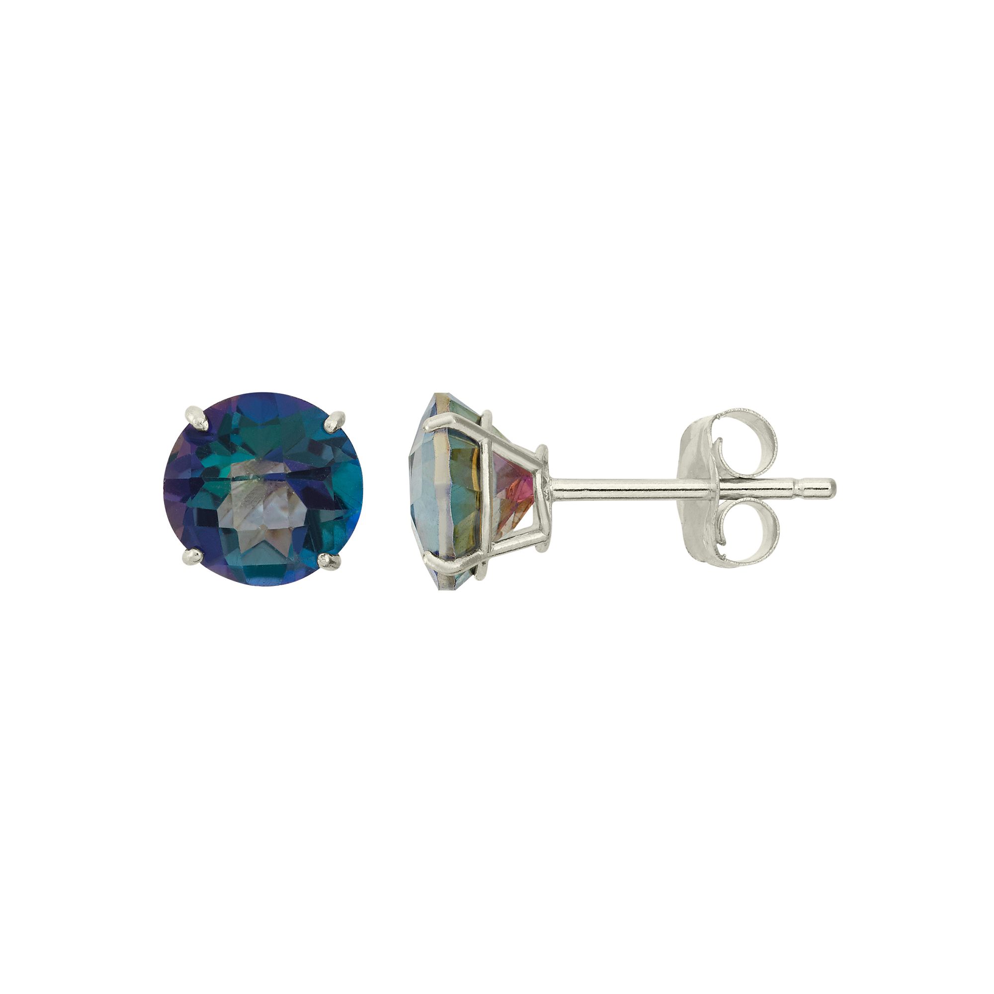 Mystic Topaz 10k White Gold Stud Earrings, Womens, Blue