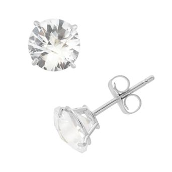 Lab-Created White Sapphire 10k White Gold Stud Earrings