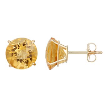 Designs by Gioelli Citrine 10k Gold Stud Earrings