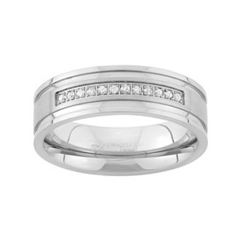 Steel Nation 1/6 Carat T.W. Stainless Steel Wedding Band - Men