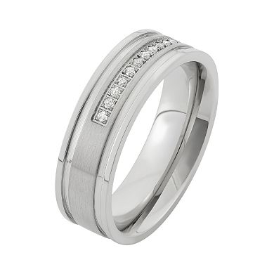 1/6 Carat T.W. Stainless Steel Wedding Band - Men