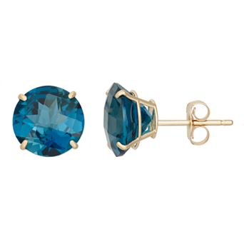 London Blue Topaz 10k Gold Stud Earrings