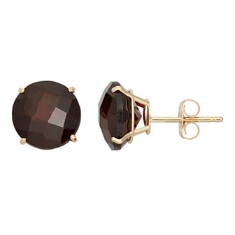 Garnet 10k Gold Stud Earrings