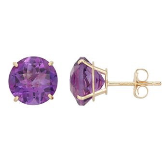 Amethyst 10k Gold Stud Earrings