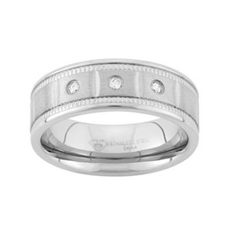 Steel Nation 1/10 Carat T.W. Diamond Stainless Steel Wedding Band - Men