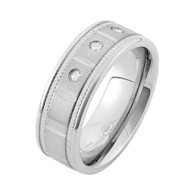 1/10 Carat T.W. Diamond Stainless Steel Wedding Band - Men