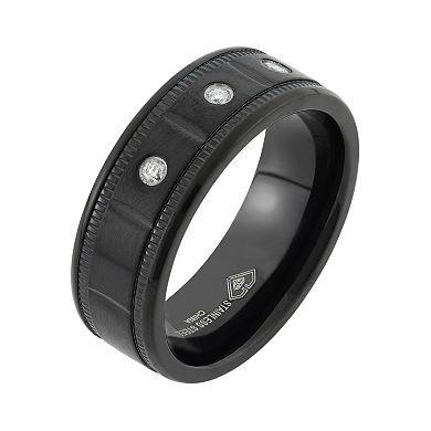 1/10 Carat T.W. Diamond Black Ion-Plated Stainless Steel Wedding Band - Men