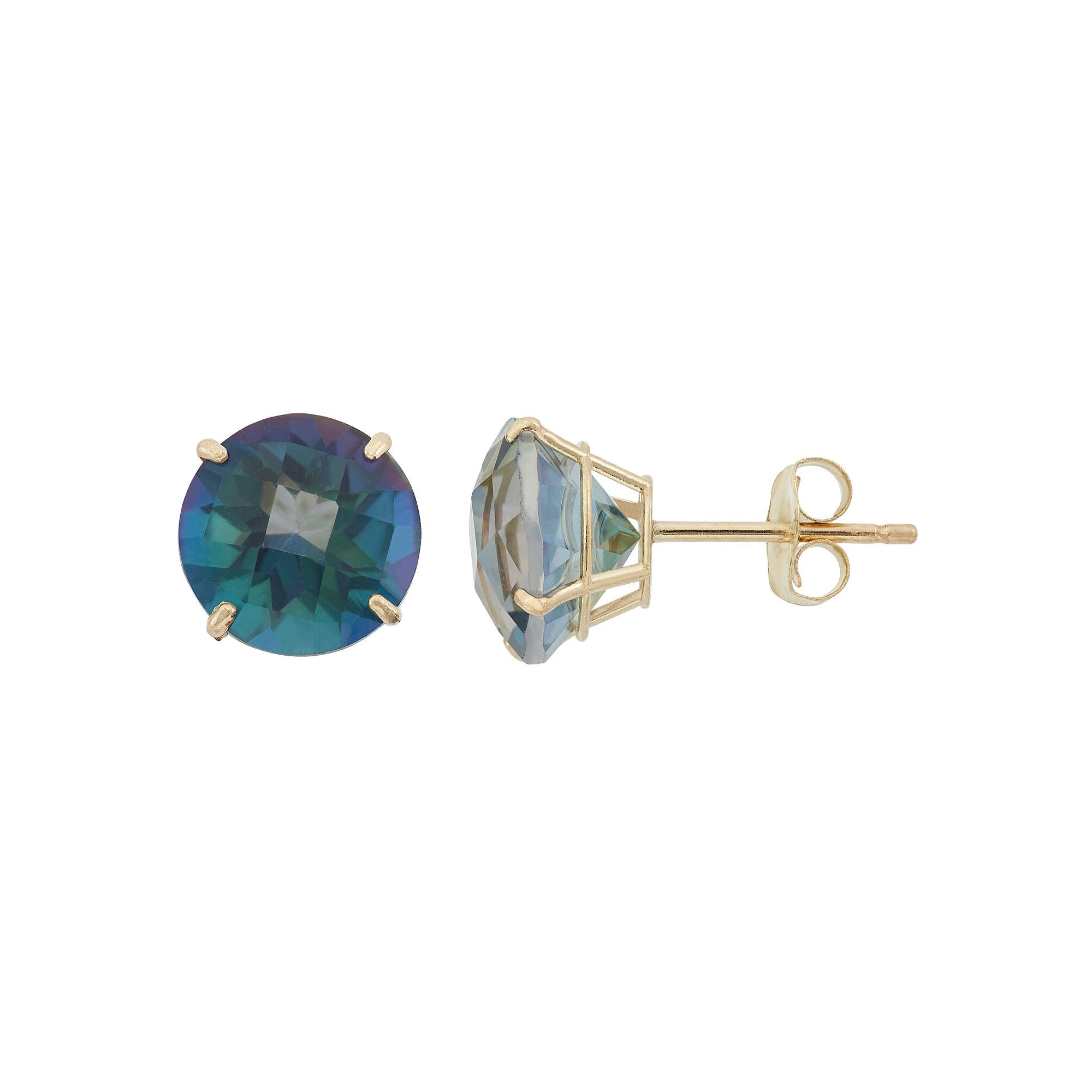 Mystic Topaz 10k Gold Stud Earrings, Womens, Blue