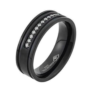 1/6 Carat T.W. Diamond Black Ion-Plated Stainless Steel Wedding Band - Men