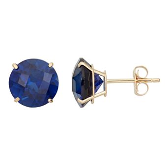 Lab-Created Sapphire 10k Gold Stud Earrings