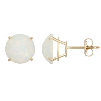 Lab-Created Opal 10k Gold Stud Earrings