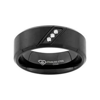 Steel Nation Diamond Accent Black Ion-Plated Stainless Steel Wedding Band - Men